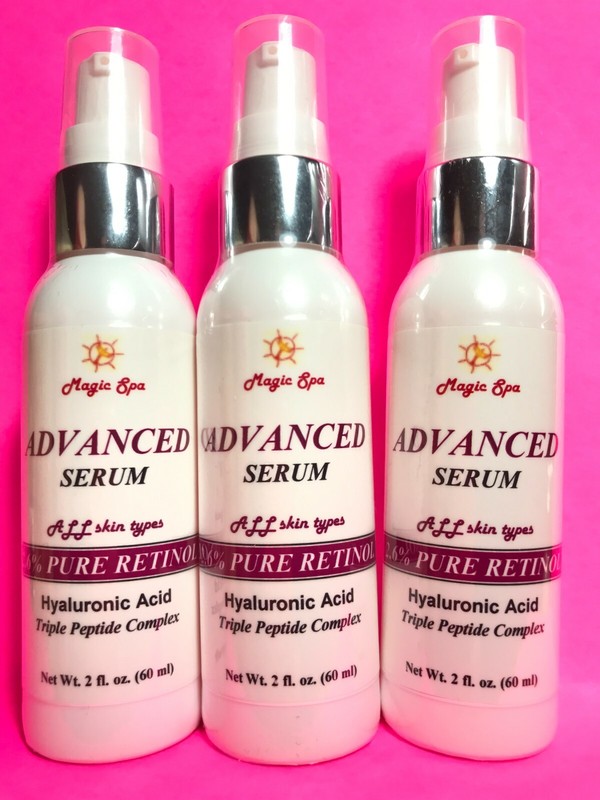3*2oz HYALURONIC ACID Serum Retinol Vitamin A, Wrinkle Filler Peprides, Matrixyl