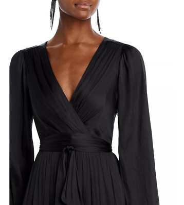 $118 Aqua Womens Ruffled Smocked Maxi Dress, Black, Large