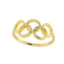 Olympic Necklace 14K Yellow Gold Plated Silver Olympic Sports Ring