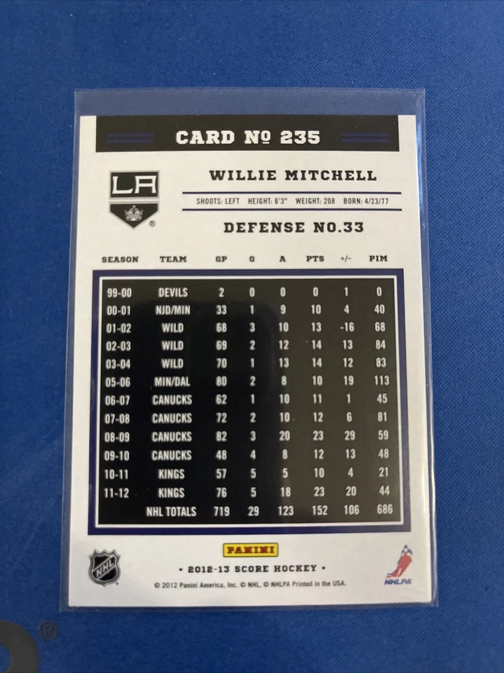 2012-13 Score Gold Rush 235 Willie Mitchell Los Angeles Kings - Image 2 of 2