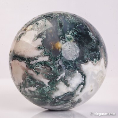 638g 78mm Moss Agate Sphere Crystal Natural Aquatic Plant Water Grass Reiki Ball
