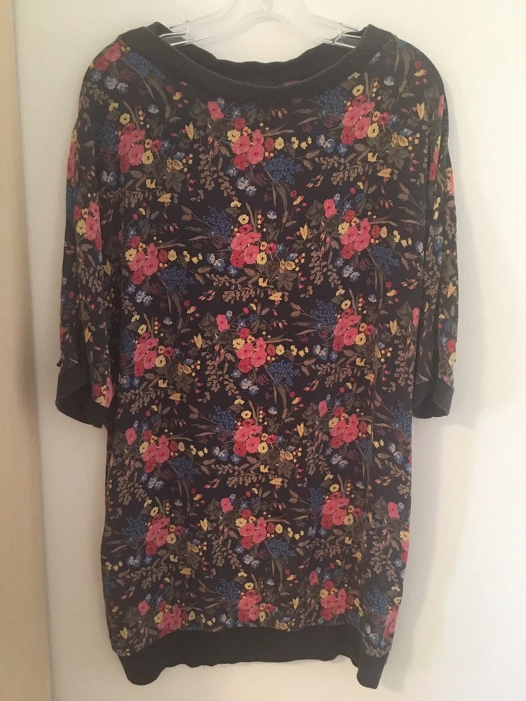 NO. 6 STORE MULTICOLOR FLORAL SILK SHIRT DRESS Size 2 Preowned
