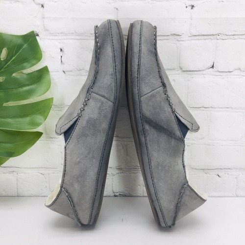 Olukai Nohea Slipper Women's US 11 Gray Nubuck Leather Slip-On Loafer Fur Lined - Picture 9 of 14