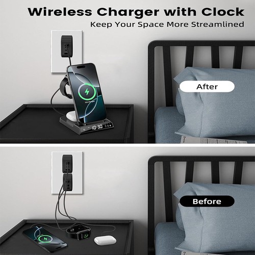 4in1 Fast Wireless Charger Station Dock For Apple Watch iPhone 15 14 13 Pro Max - Picture 7 of 7