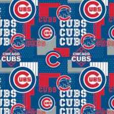 Chicago Cubs Squares MLB National League Central Cotton Fabric