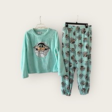 Disney Baby Yoda Star Wars Womens Fleece Pajamas sz Medium 8-10