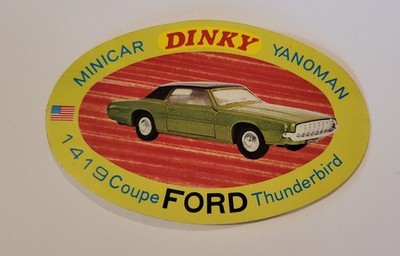 Sehr seltener Vintage 5'' Minicar Dinky Yanoman #1419 Ford Thunderbird Shop Aufkleber