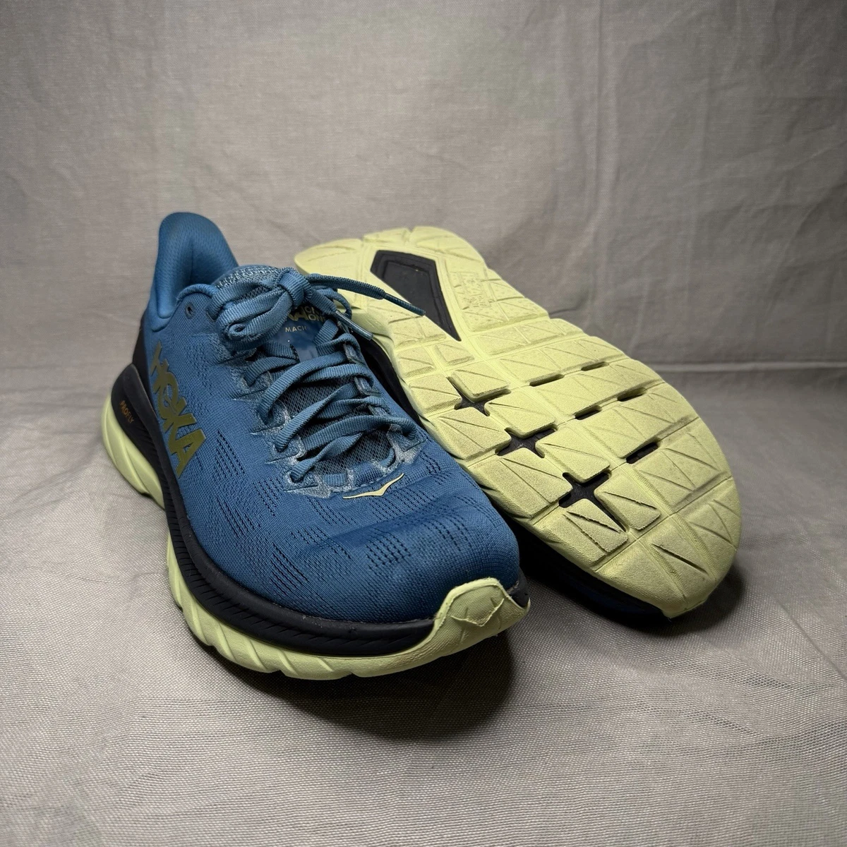 Hoka Mach 4 Mens Running Shoes Blue Black Yellow 1113528 BCBLC Size 14D Hoka One One Mach 4 Mens Running Shoes Size 10.5 D US Blue  main image 2