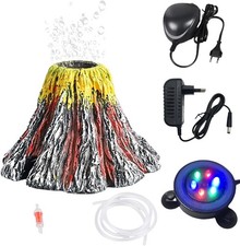 Volcano Shaped Aquarium Decoration Kit with Air Pump and LED Light