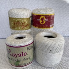 Lot Of 4 White Shades Crochet Thread Mercerized 100 Cotton Variety