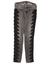 Guess Womens Skinny Jeans W26 L29 Grey Paisley Cotton BJ11
