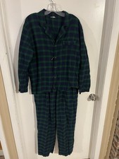 Eberjey Green Plaid Pajama Top and Bottom Set Large Loungewear Pjs