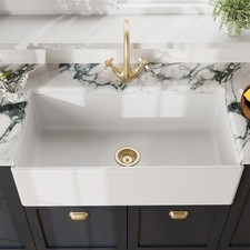 Farmhouse Apron Front Fireclay Ceramic Single Bowl Kitchen Sink, 36 x 10 x 18"