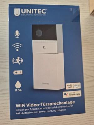 UNITEC WiFi Türkamera inklusive Funkgong mit Smartphone App Smart Life von Tuya