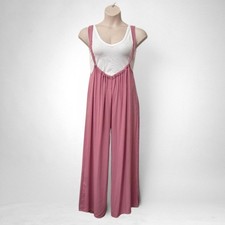 Zenana Light Rose Pocketed Wide Strap Wide Leg Overalls, NWOT LARGE