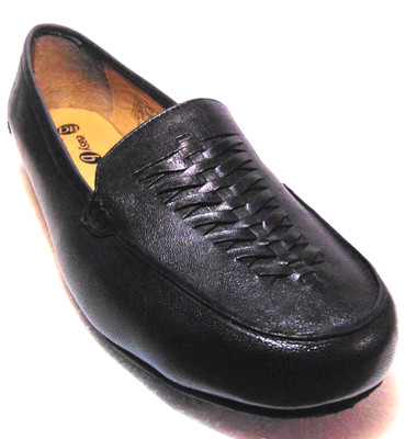 DB EASY B BINGHAM MENS BLACK SLIP ON SHOES LOAFERS WEAVE FRONT 78749A SIZE 7