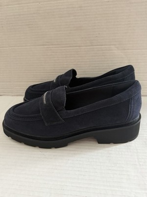 Clarks Lauryl Step Women s Round Toe Loafers Navy Suede Shoes 8.5 Wide