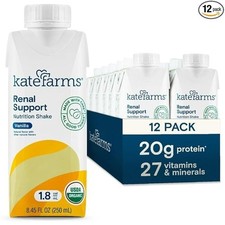 KATE FARMS Organic Plant Based 1.8 Renal Support Shake, Vanilla, 20g Protein 12P