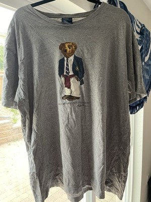 Polo by Ralph Lauren Gray Polo Bear Graphic Logo Crew Neck T-Shirt Men XL/TG
