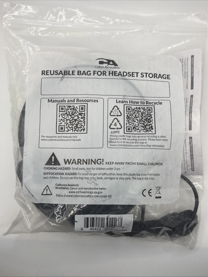 Cyber Acoustics USB Stereo Headphones for PCs and Other USB Devices in The Of... - Image 3 of 3