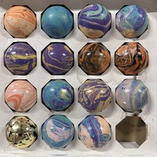 Vtg Collection Rauch 15 Glass Christmas Ornament Ball Gold Tie Dye Made In USA