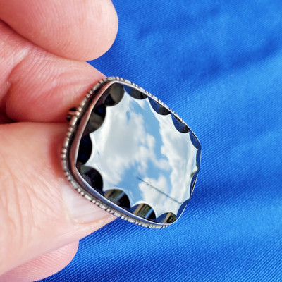 ORIGINAL Vintage Art Deco STERLING 925 Jet Onyx 1.26'' Inch Pin Brooch GERMANY
