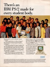 IBM PS/2 Computer Vintage Magazine Print Ad 1990 College Students PC