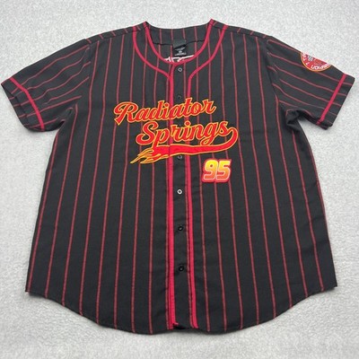 Disney Cars Shirt Mens 2X Lightning McQueen Pinstripe Baseball Jersey 95 Pixar