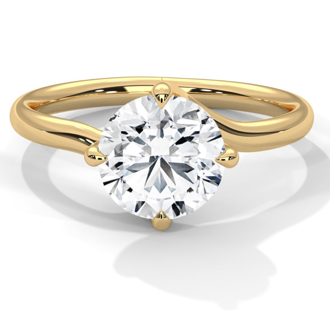 1.30CT Round Cut White Moissanite In Pure 10K Yellow Gold Women's Aesthetic Ring
