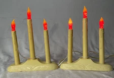 2 Vintage 3 Light Candolier Electric Christmas Candle Window Candelabra Crescent