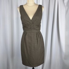 Trina Turk Textured Midi Dress Sz 6 Olive Green Sleeveless A-line Made In USA