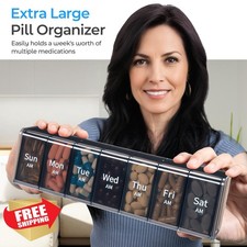 Daviky XXL Weekly Pill Organizer, 7 Day AM PM Jumbo Medicine Case