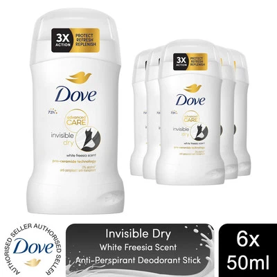 Dove Women Invisible Dry Anti-Perspirant Deo Stick w/ 72H Protection 50ml, 6 Pk
