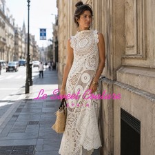 ZARA WOMAN NWT SS26 ZW COLLECTION CROCHET MAXI DRESS white 6895/254/250