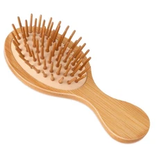 Natural Bamboo Brush, Mini Paddle Detangling Hairbrush Portable Bamboo Bristl...