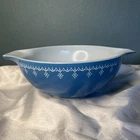 Pyrex Snowflake Garland #444 1972 Vintage Large Cinderella Bowl 4 Qt. Blue White