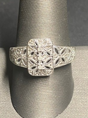 Seta 925 Sterling Silver And Diamond Pierced Design Size 9.75