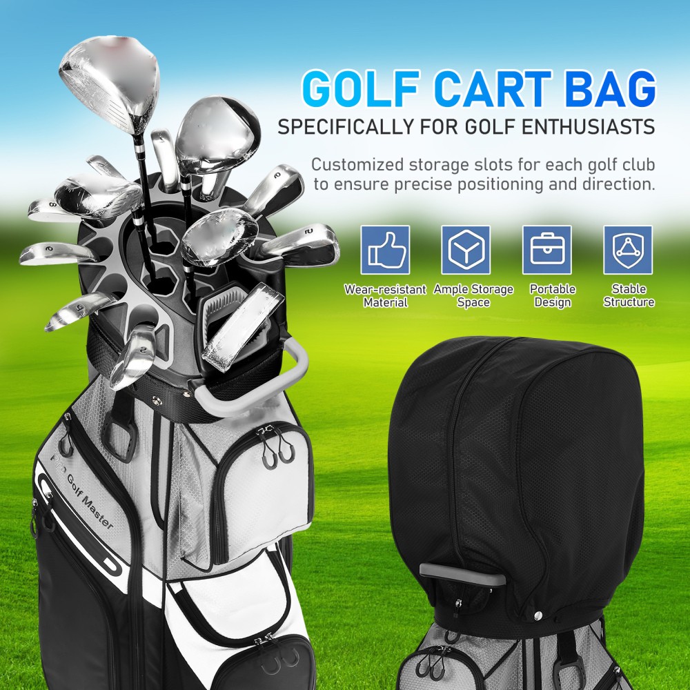 PGM Golf Cart Bag Molded Lock Top Golf Bag 14-Way Dividers Premium Grey  Cart Bag