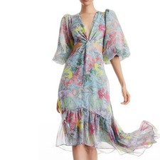 Alice + Olivia Katia Twist-Front Floral Cutout High Low Dress Lola's Dream