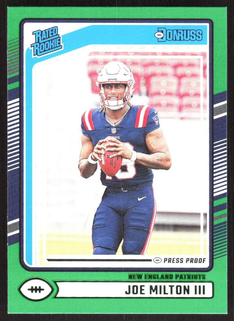 2624J 2024 Donruss #319 Joe Milton III Press Proof Green