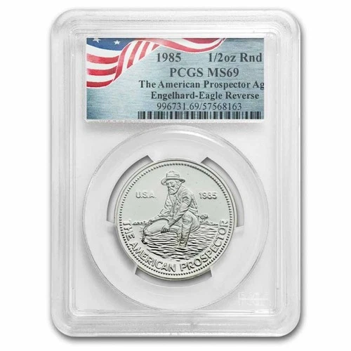 1985 1/2 oz Silver Round - Engelhard Prospector MS-69 PCGS