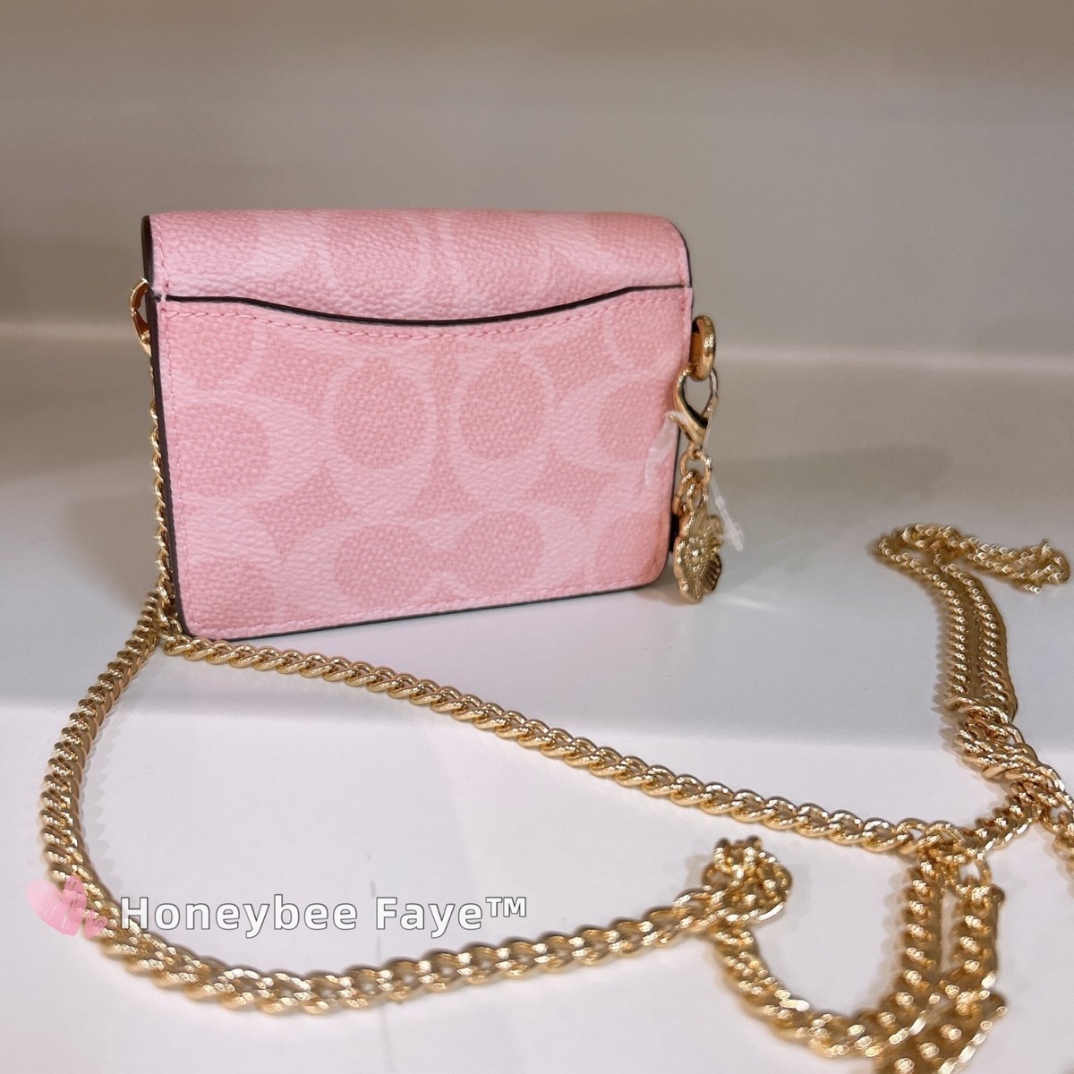 NWT Coach Mini Wallet On A Chain Signature Canvas With Charms