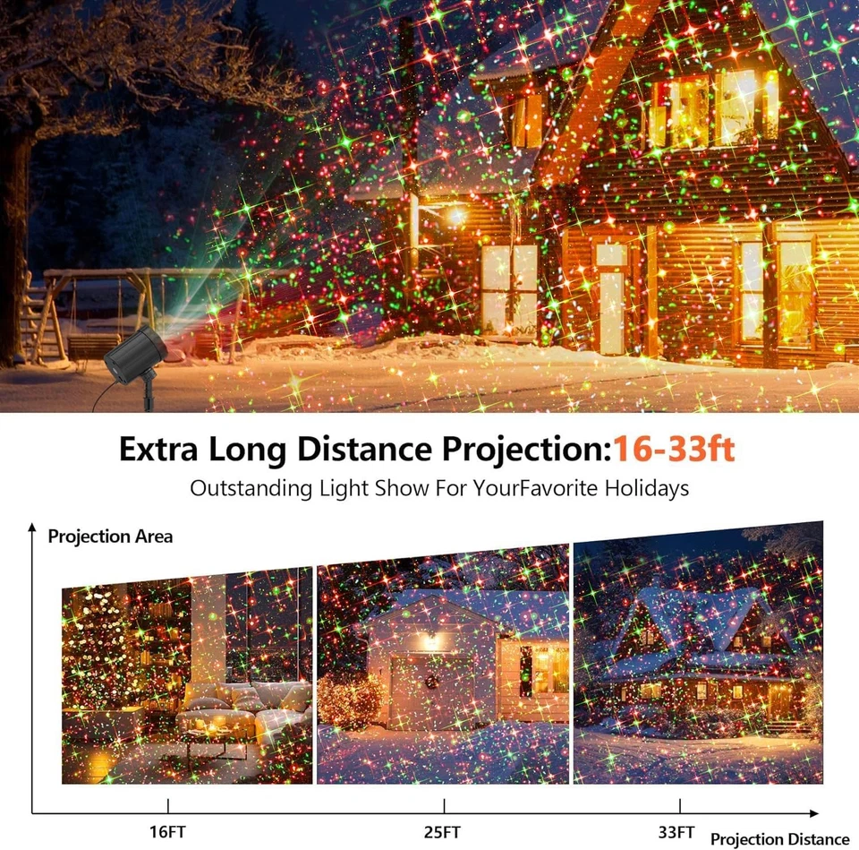 Christmas LED Laser Projector Lights Rotate Projection Lamp Indoor Outdoor Decor - Image 3 of 4
