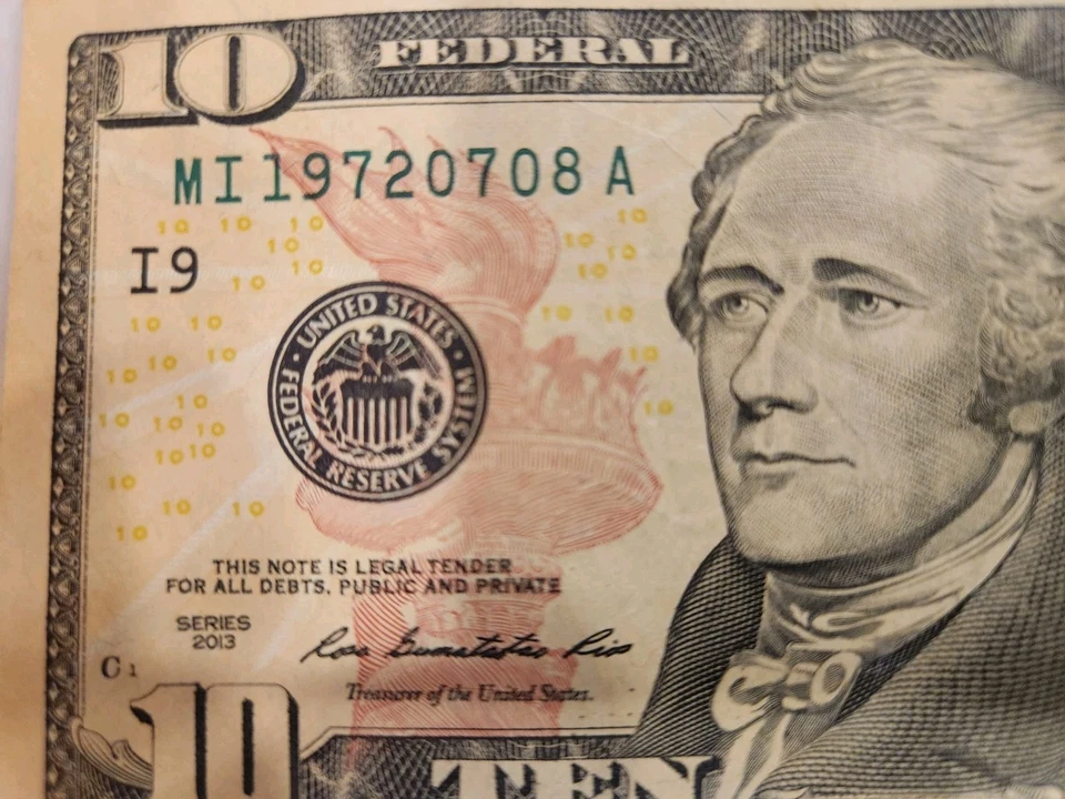 Birthday Note 10$  Bill July, 08 1972. (MI 19720708 A).  - Image 2 of 4