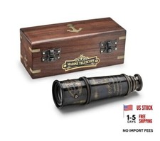 Handcrafted Brass Nautical Telescope in Wooden Box to My Grandson Style 2