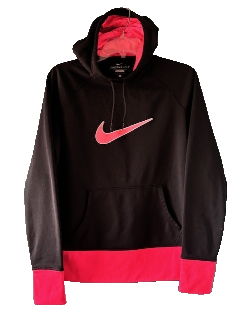 Nike Therma Fit M Womens Black Hot Pink Hoodie Activewear Bright