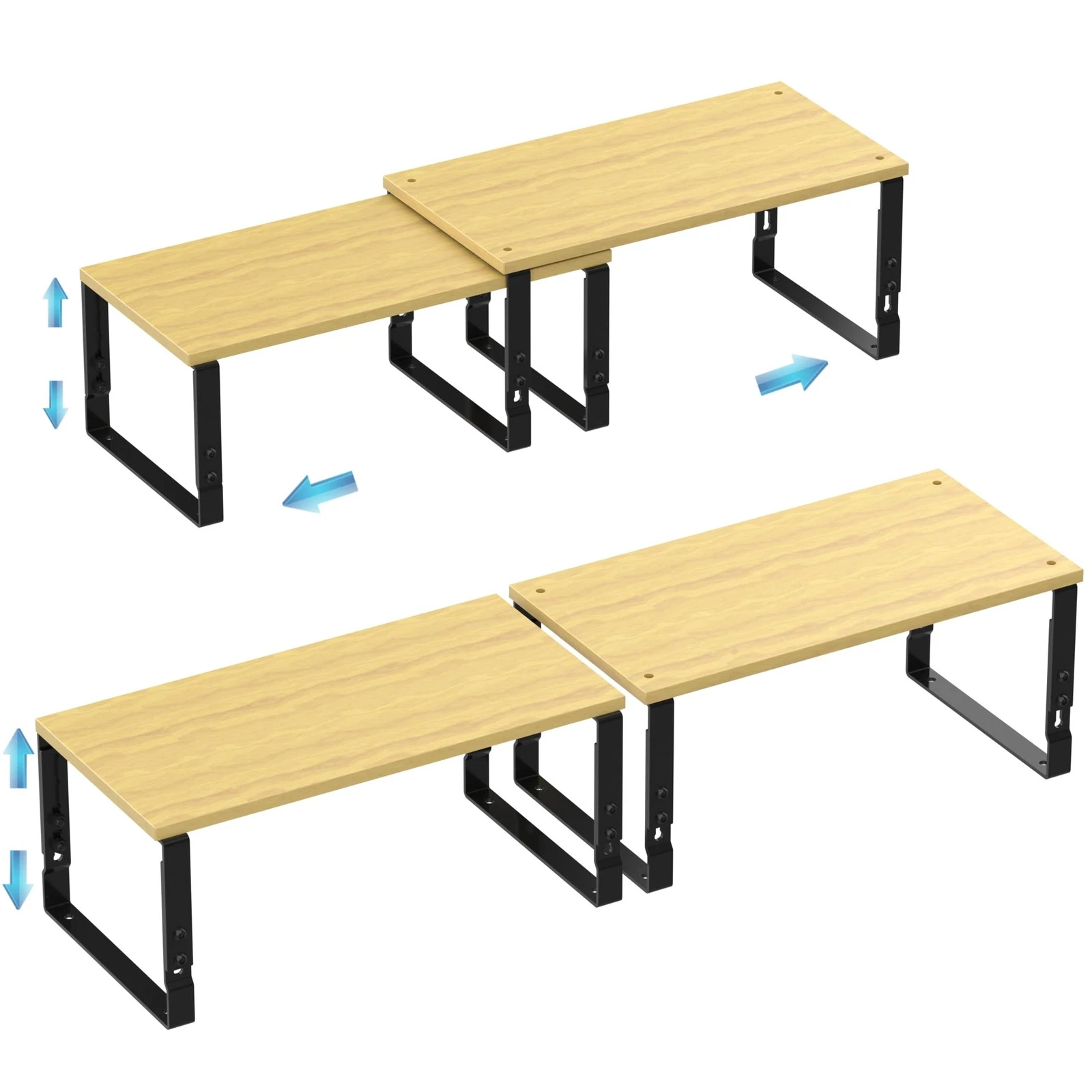Expandable Kitchen Cabinet Organizer Shelves – Stackable Adjustable Metal and...