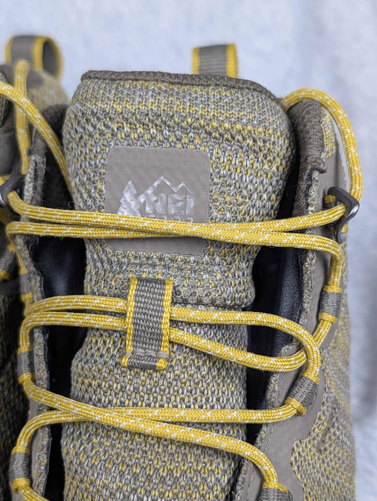 REI Co-op Flash Hiking Boots Womens 9 Trail Outdoor Shoes Gray Green Yellow