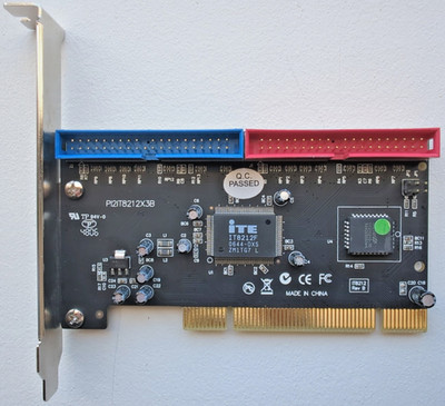 PCI IDE Controller Card   ITE IT8212F Dual-Channel ATA133 (Blue/Red Ports)