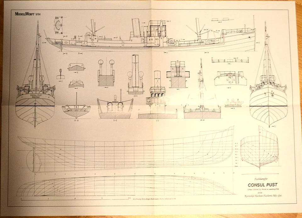 MW Bauplan: Fischdampfer Consul Pust / 3 Blatt A2 / 1:100 - Bild 2 von 3
